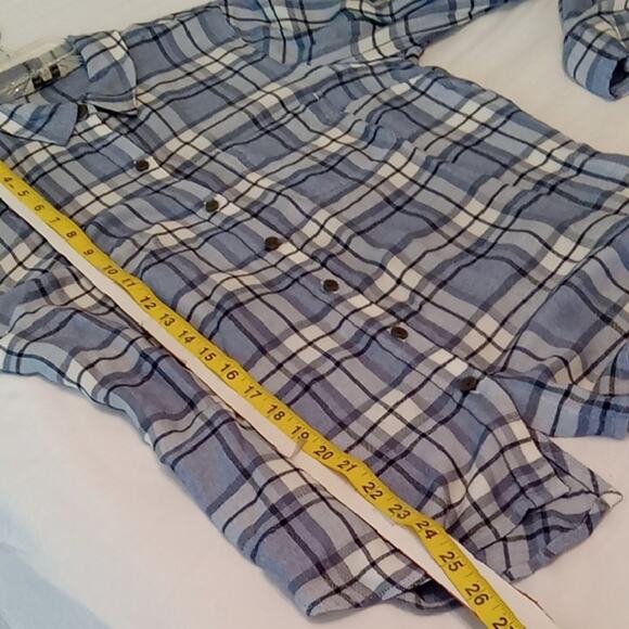 Lucky Brand Women's Blue Plaid Button-Up Shirt - Size Small - Picture 8 of 8